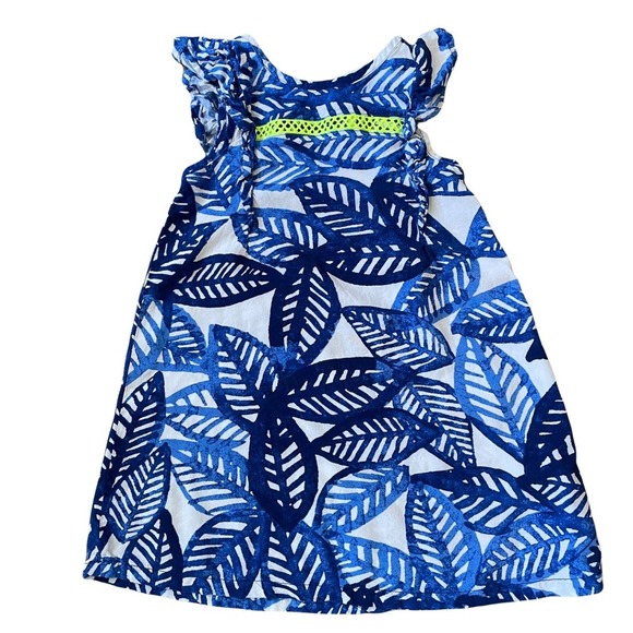 Blue Leaf Print Dress - Picture 1 of 7
